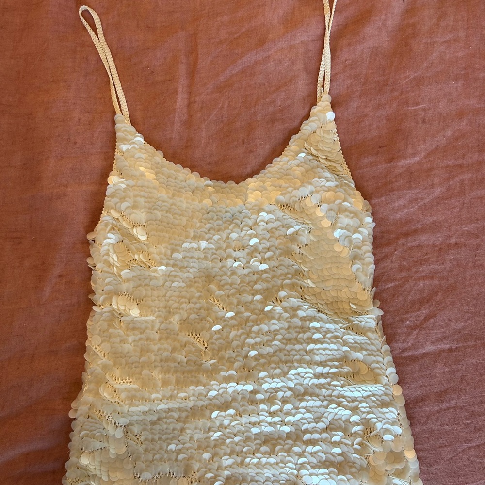 White Beaded Crocheted Tank Top
